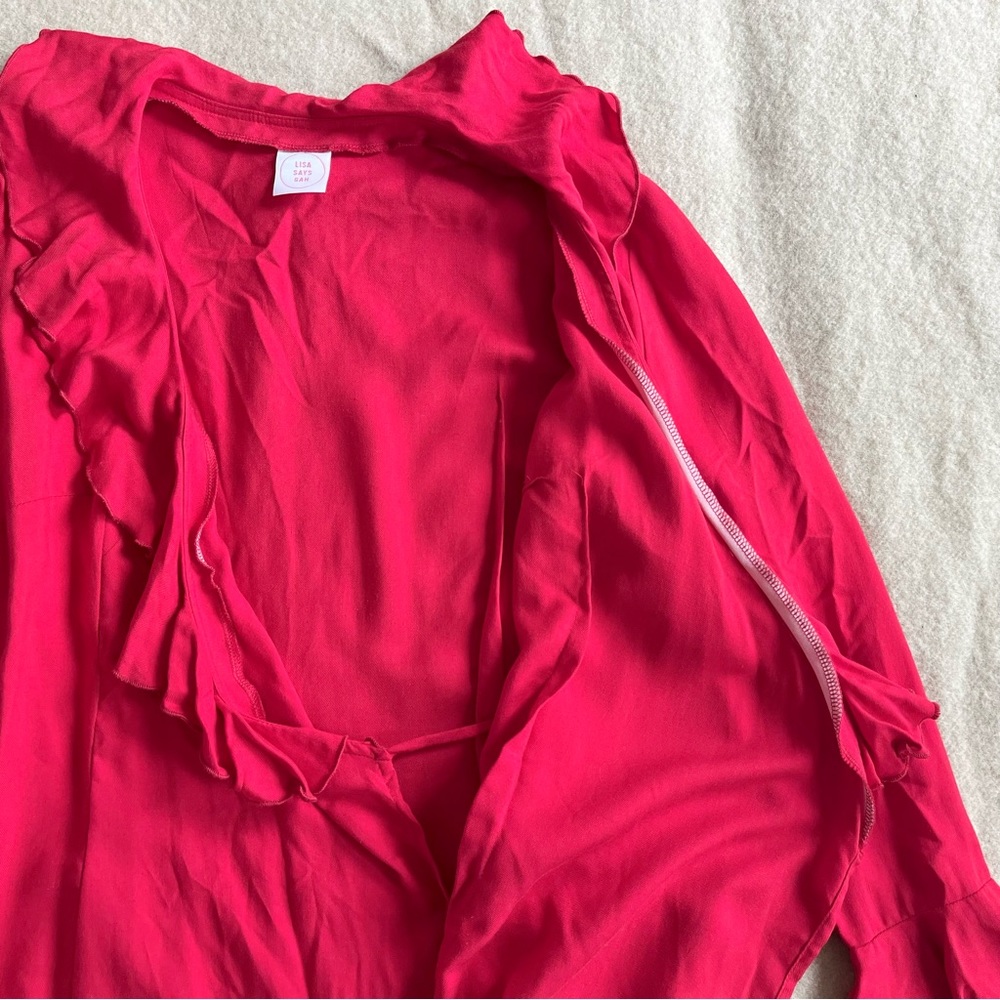 Lisa says gah Colette Ruffle Wrap Dress in Red - Picture 6 of 8